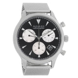 Shop Movado Heritage Calendoplan Chronograph Black Dial Silver Mesh Strap Watch for Men - 3650097 in USA