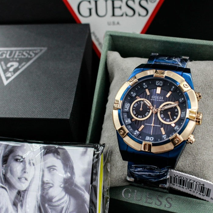 Shop Guess Jolt Analog Blue Dial Blue Steel Strap Watch for Men - W0377G4 in USA