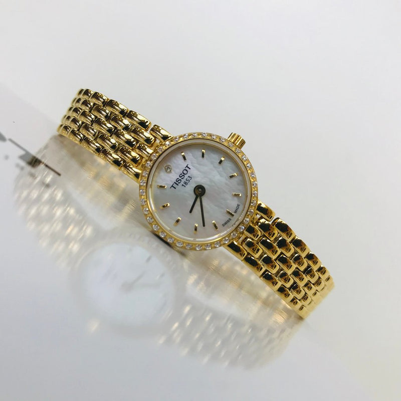 Tissot T-Lady Lovely Mother of Pearl Dial Gold Steel Strap Watch For Women - T058.009.63.116.00 Buy Now By Tissot