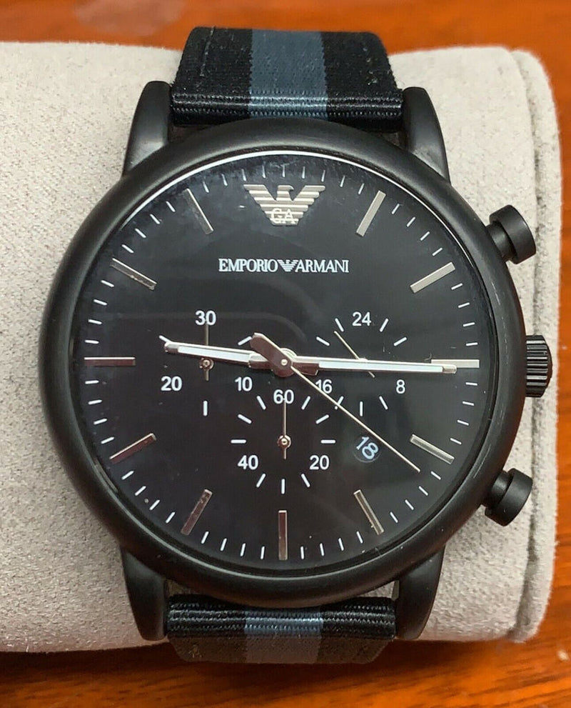 Emporio Armani Luigi Chronograph Quartz Black Dial Two Tone Nylon Strap Watch For Men - AR1948 Buy Now By Emporio Armani