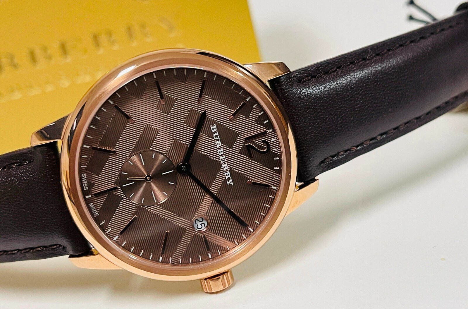 Burberry The Classic Brown Dial Brown Leather Strap Watch for Men - BU10012