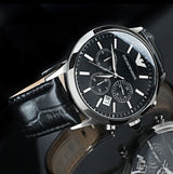 Emporio Armani Renato Chronograph Black Dial Black Leather Strap Watch For Men - AR2447 Buy Now By Emporio Armani