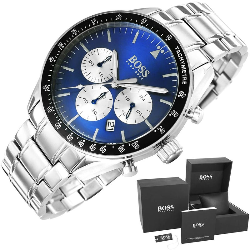 Shop Hugo Boss Chronograph Blue Dial Silver Steel Strap Watch for Men - 1513630 in USA