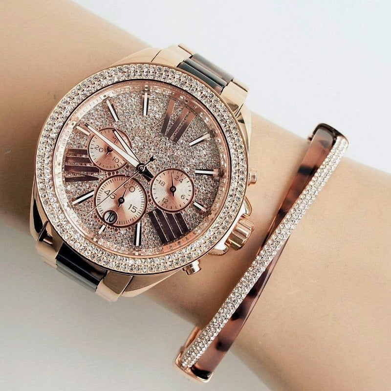 Michael Kors Wren Diamonds Rose Gold Dial Two Tone Steel Strap Watch for Women - MK6159 Buy Now By Michael Kors