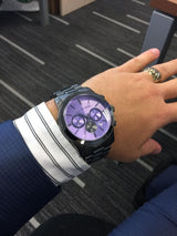 Michael Kors Runway Chronograph Purple Dial Black Steel Strap Watch For Women - MK5954 Buy Now By Michael Kors