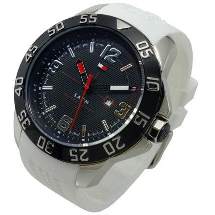 Shop Tommy Hilfiger Sport Black Dial White Rubber Strap Watch for Men - 1790986 in USA