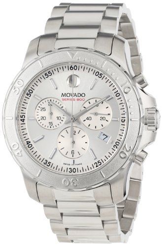 Shop Movado Series 800 Chronograph Silver Dial Silver Steel Strap Watch For Men - 2600111 in USA