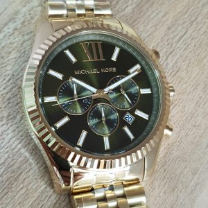 Michael Kors Lexington Chronograph Green Dial Gold Steel Strap Watch for Men - MK8446 Buy Now By Michael Kors