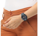 Fossil Perfect Boyfriend Multifunction Blue Dial Blue Steel Strap Watch for Women - ES4093 Buy Now By Fossil