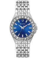 Bulova Phantom Baguette Crystal Blue Dial Silver Steel Strap Watch for Men - 96A254 Buy Now By Bulova
