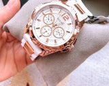 Guess Intrepid White Dial Two Tone Silicone Strap Watch For Women - W0325L6 Buy Now By Guess