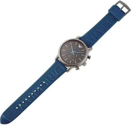 Emporio Armani Luigi Chronograph Black Dial Blue Rubber Strap Watch For Men - AR11023 Buy Now By Emporio Armani