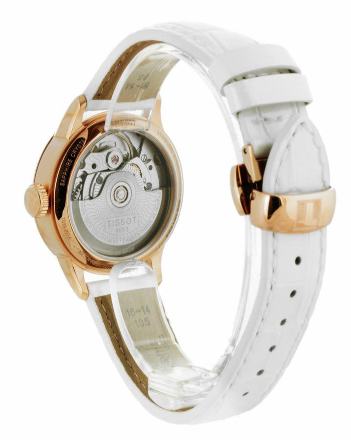 Tissot Chemin Des Tourelles Powermatic 80 Lady Silver Dial White Leather Strap Watch For Women - T099.207.36.118.00 Buy Now By Tissot