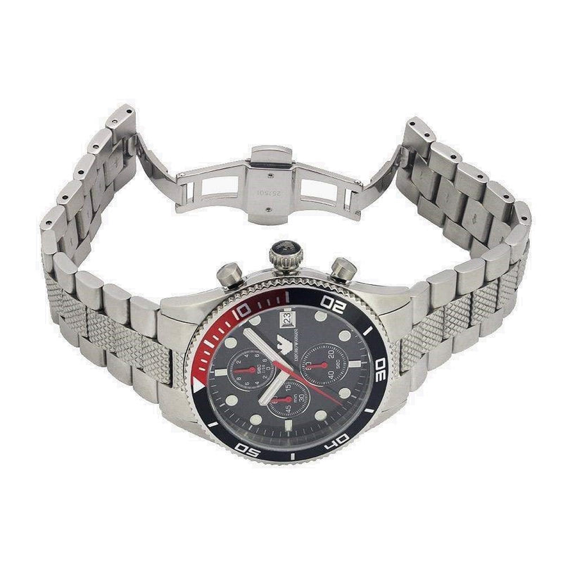 Emporio Armani Chronograph Black Dial Silver Stainless Steel Watch For Men - AR5855 Buy Now By Emporio Armani