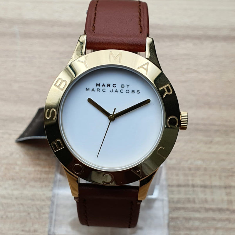 Shop Marc Jacobs Blade White Dial Brown Leather Strap Watch for Women - MBM1218 in USA