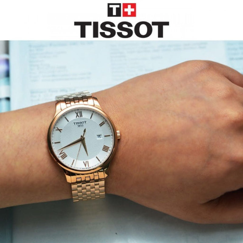 Tissot T Classic Tradition White Dial Rose Gold Steel Strap Watch For Women - T063.610.33.038.00 Buy Now By Tissot