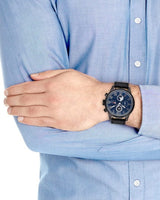 Shop Tommy Hilfiger Jackson Quartz Blue Dial Black Leather Strap Watch for Men - 1791241 in USA