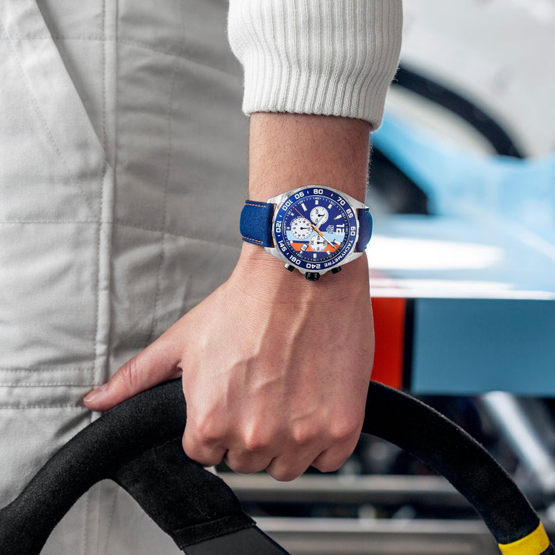 Tag Heuer Formula 1 Gulf Edition Blue Dial Blue Leather Strap Watch for Men - CAZ101N.FC8243 Buy Now By Tag Heuer