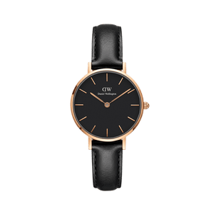 Daniel Wellington Classic Petite Sheffield Black Dial Black Leather Strap Watch For Women - DW00100224