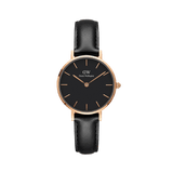 Daniel Wellington Classic Petite Sheffield Black Dial Black Leather Strap Watch For Women - DW00100224