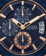 Guess Pinnacle Chronograph Quartz Blue Dial Brown Leather Strap Watch For Women - W0673G3 Buy Now By Guess