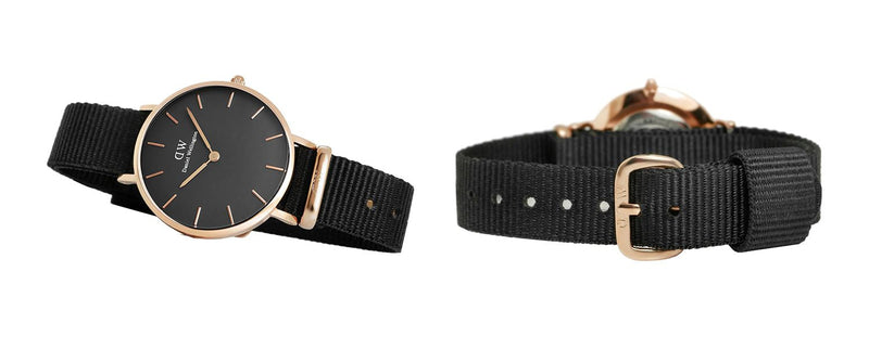 Daniel Wellington Classic Petite Cornwall Black Dial Black NATO Strap Watch For Women - DW00100215 Buy Now By Daniel Wellington