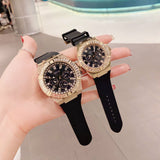 Shop Guess Venus Diamonds Black Dial Black Rubber Strap Watch for Women - GW0118L2 in USA
