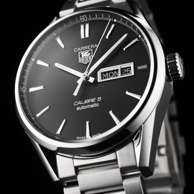 Tag Heuer Carrera Calibre 5 Automatic Black Dial Silver Steel Strap Watch for Men - WAR201A.BA0723 Buy Now By Tag Heuer