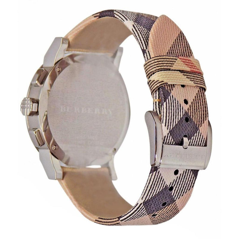 Burberry The City Nova White Dial Checked Brown Leather Strap Watch for Men - BU9357 Buy Now By Burberry