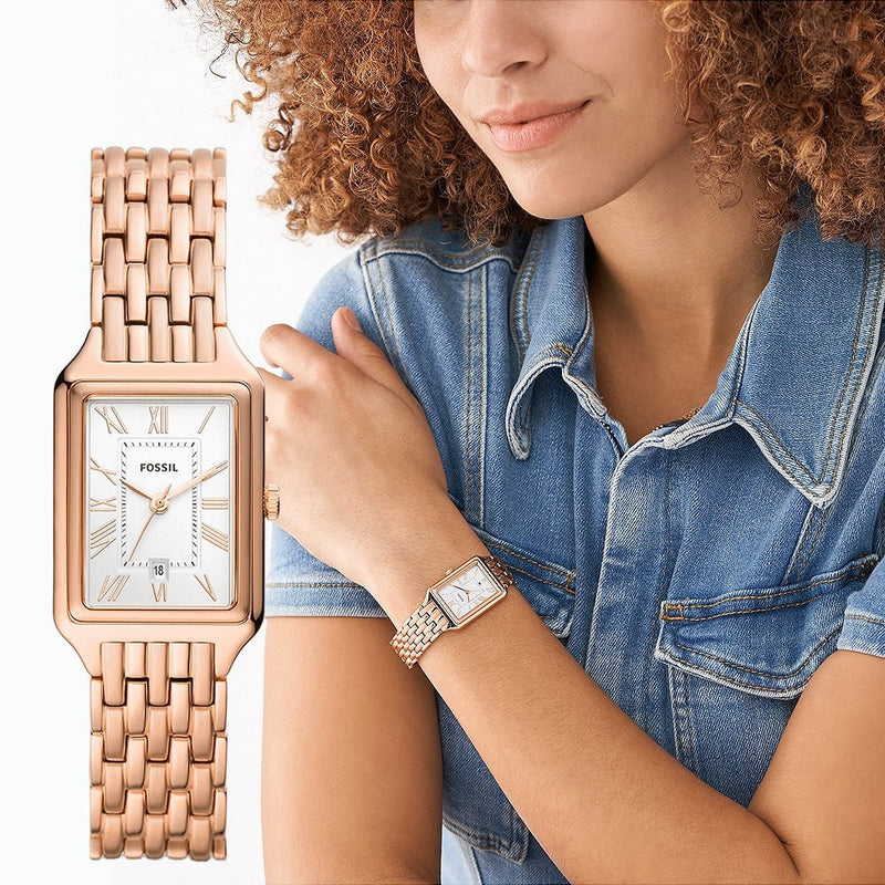 Fossil Raquel Three Hand Date White Dial Rose Gold Steel Strap Watch For Women - ES5271 Buy Now By Fossil