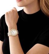 Shop Michael Kors Camille Three-Hand Crystals White Dial Gold Steel Strap Watch for Women - MK4800 in USA