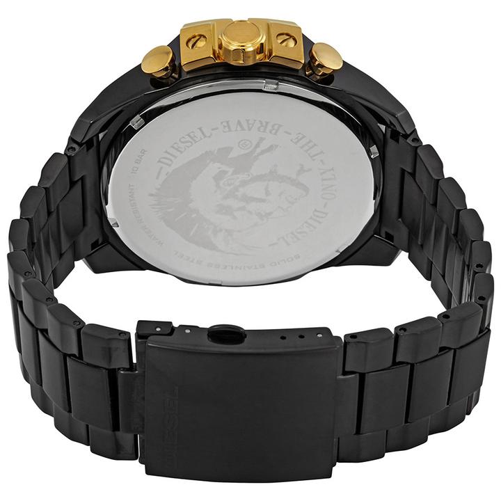 Diesel Mega Chief Chronograph Gold Dial Black Steel Strap Watch For Men - DZ4485 Buy Now By Diesel