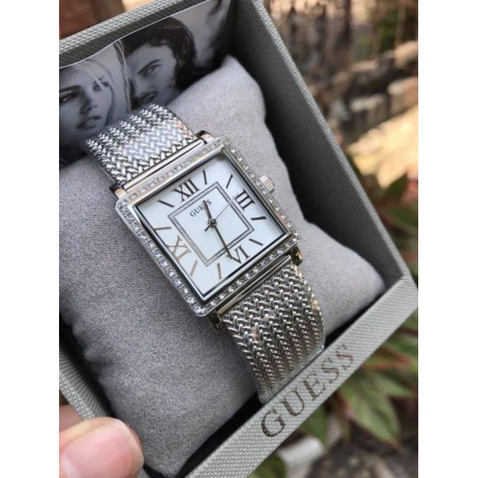 Guess Highline White Dial Silver Mesh Bracelet Watch For Women - W0826L1 Buy Now By Guess