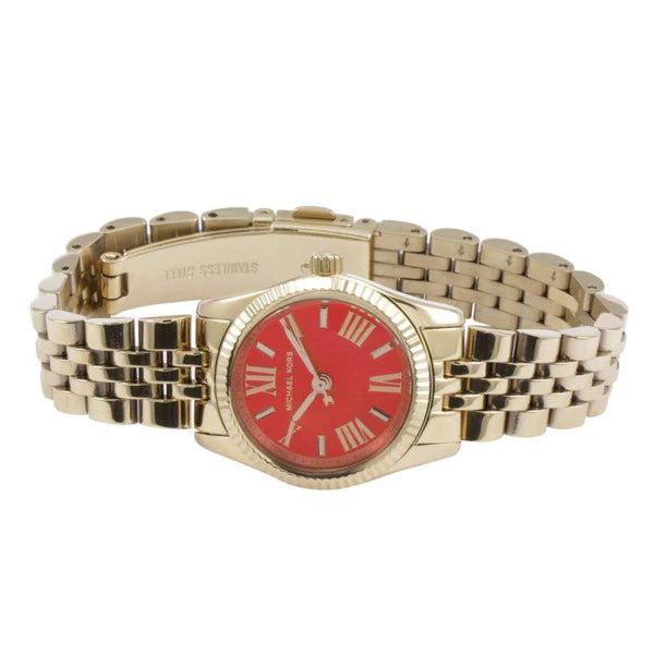 Michael Kors Lexington Quartz Orange Dial Gold Steel Strap Watch For Women - MK3284 Buy Now By Michael Kors