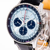 Shop Breitling Navitimer B01 Chronograph 43 Blue Dial Black Leather Strap Watch for Men - AB0138241C1P1 in USA