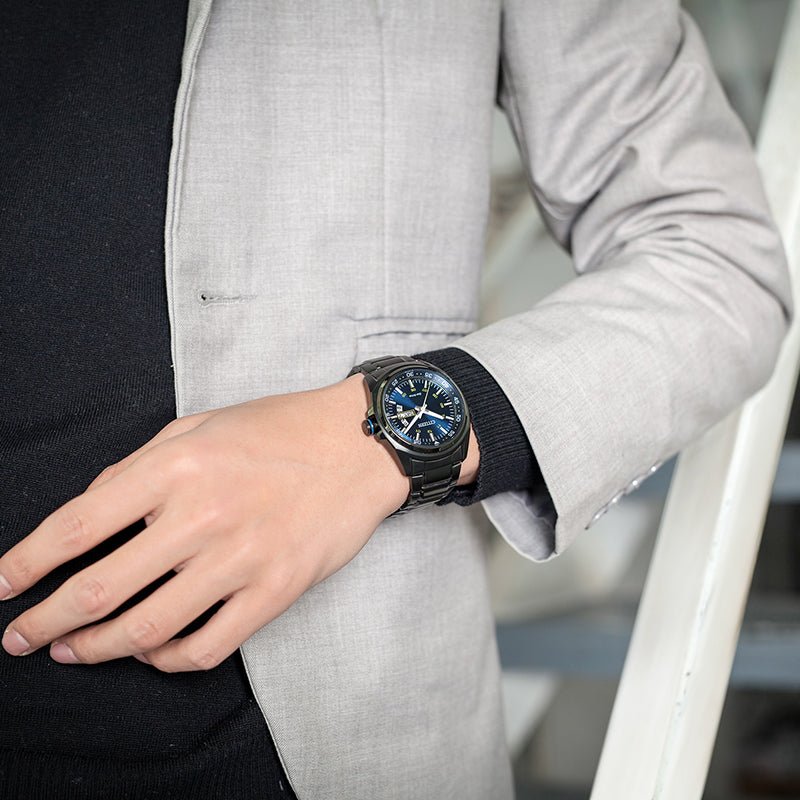 Citizen Eco Drive Blue Dial Black Steel Strap Watch For Men - AW0024-58LB Buy Now By Citizen
