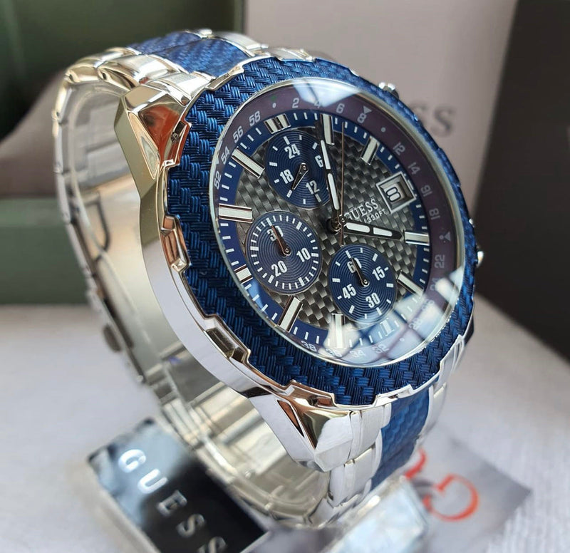 Guess Octane Chronograph Blue Dial Two Tone Steel Strap Watch for Men - W1046G2 Buy Now By Guess