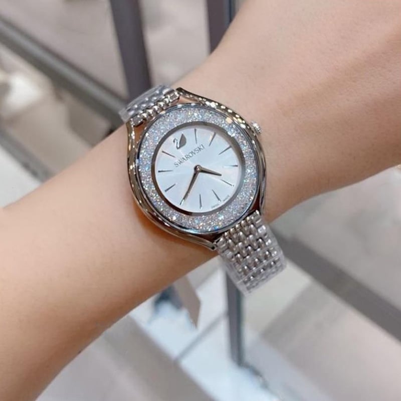 Swarovski Crystalline Aura Silver Dial Silver Steel Strap Watch for Women - 5519462 Buy Now By Swarovski