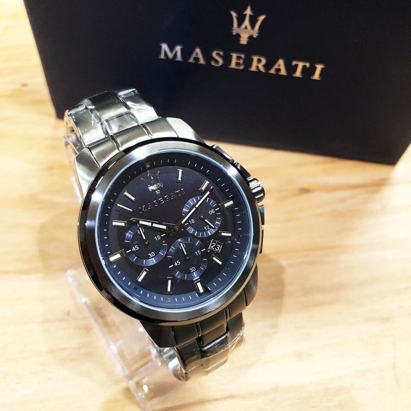 Maserati Successo Chronograph Blue Dial Black Steel Strap Watch For Men - R8873621005 Buy Now By Maserati
