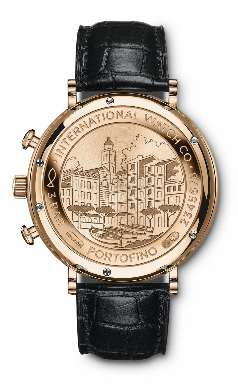 Shop IWC Portofino Chronograph Blue Dial Black Leather Strap Watch for Men - IW391035 in USA