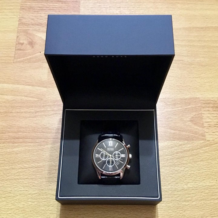 Hugo Boss Ambassador Chronograph Quartz Black Dial Black Leather Strap Watch For Men - HB1513194 Buy Now By Hugo Boss