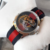 Gucci G Timless Le Marche Des Merveilles Blue & Red Dial Blue & Red Nylon Strap Unisex Watch - YA126495 Buy Now By Gucci