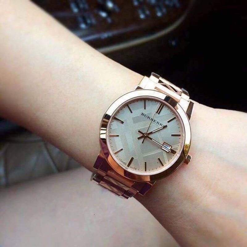 Burberry The City Rose Gold Dial Rose Gold Steel Strap Watch for Women - BU9039 Buy Now By Burberry