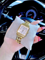 Shop Guess Vanity Diamonds Silver Dial Gold Steel Strap Watch for Women - W1030L2 in USA