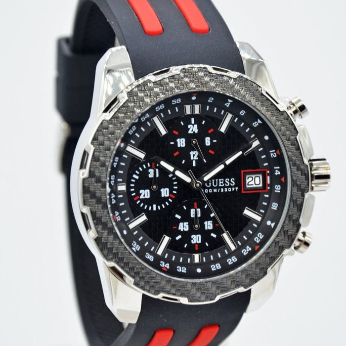 Guess Octane Chronograph Black Dial Two Tone Silicone Strap Watch For Men - W1047G1 Buy Now By Guess