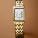 Fossil Raquel Three Hand Mother of Pearl Dial Gold Steel Strap Watch For Women - ES5304 Buy Now By Fossil