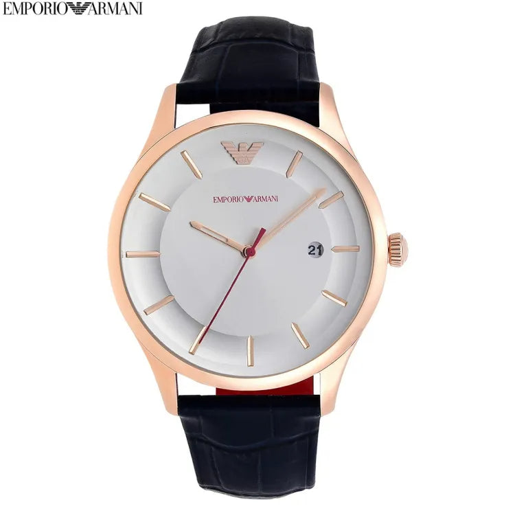 Emporio Armani Classic Silver Dial Blue Leather Strap Watch For Men - AR11131 Buy Now By Emporio Armani