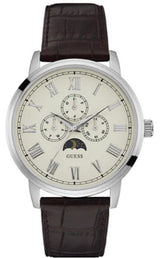 Guess Delancy Quartz White Dial Brown Leather Strap Watch For Men - W0870G1 Buy Now By Guess