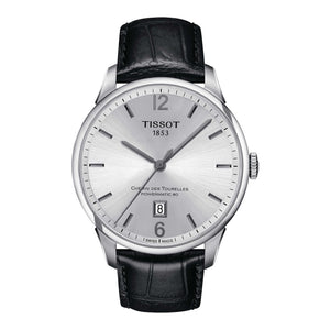Tissot Chemin Des Tourelles Powermatic 80 Silver Dial Black Leather Strap Watch For Men - T099.407.16.037.00