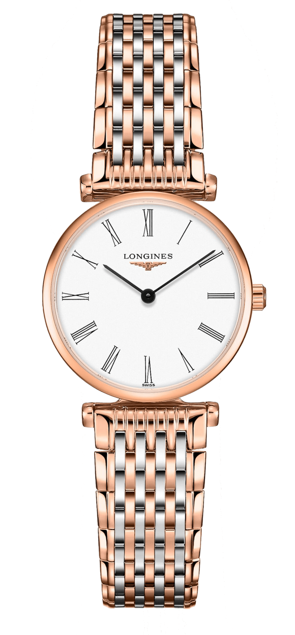 Shop Longines La Grande Classique De Longines White Dial Two Tone Mesh Bracelet Watch for Women - L4.209.1.91.7 in USA